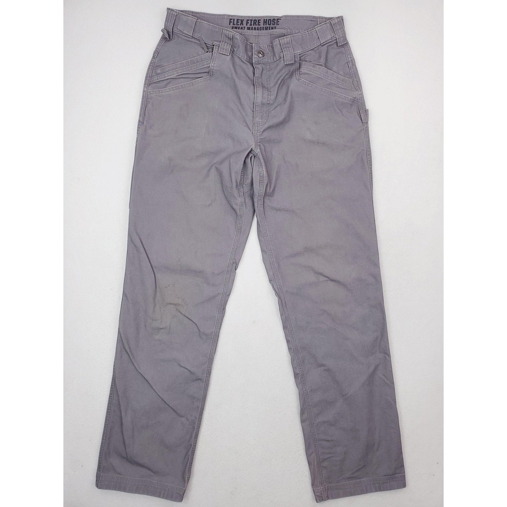Duluth Trading Pants Mens 34x36 Gray Flex Fire Hose Carpenter Cargo Utility